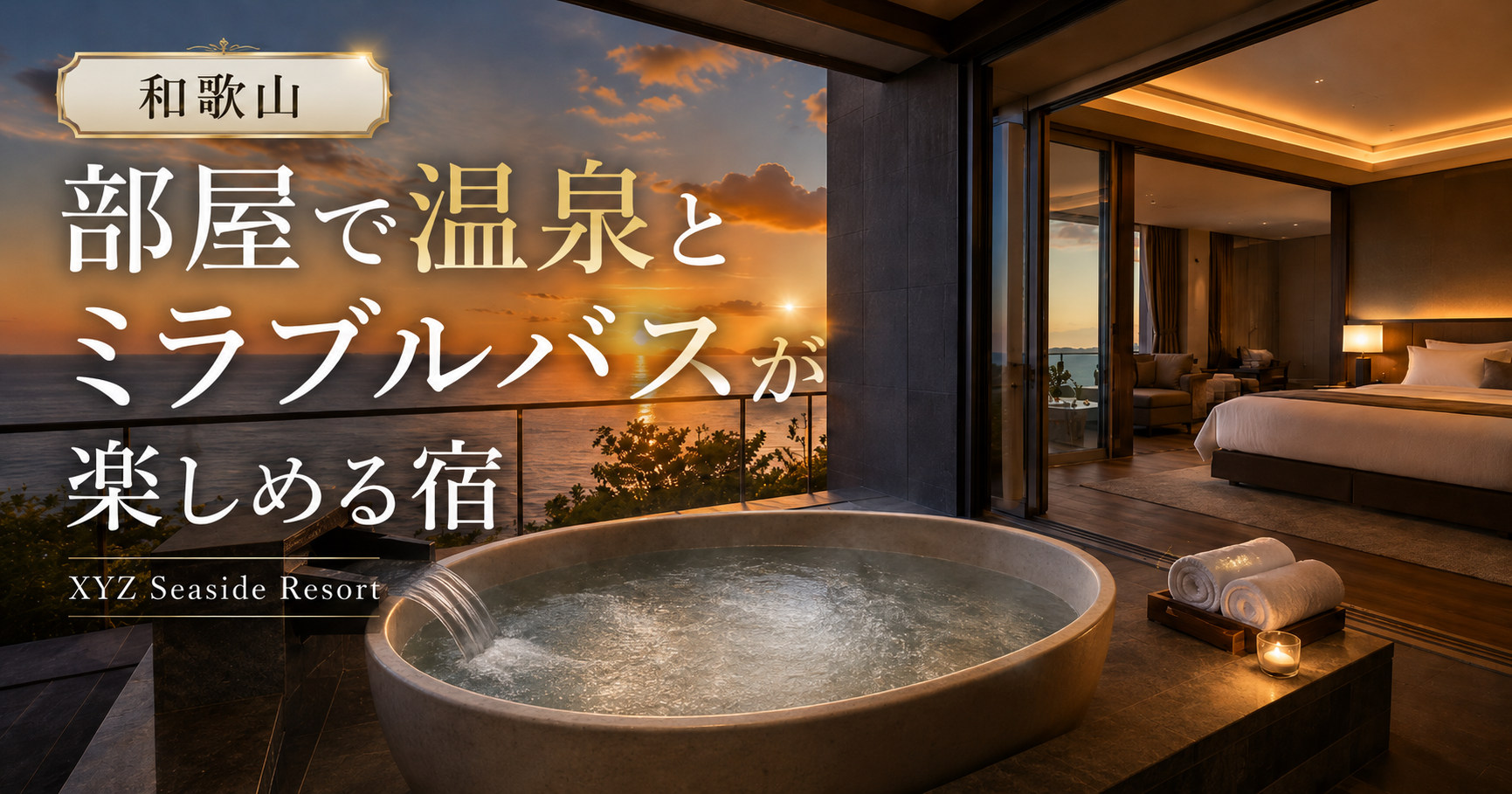 【和歌山県】部屋で温泉とミラブルバスが楽しめる宿「XYZ Seaside Resort 」とは？。ブログ用アイキャッチ画像